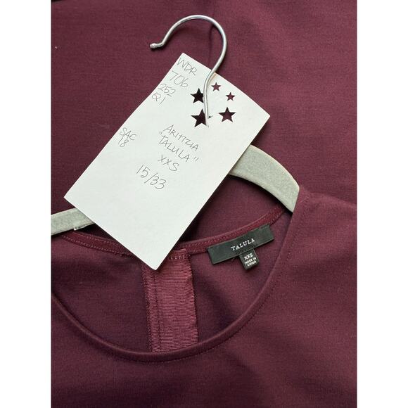 Aritizia Talula Verone Ponte Shift Dress Women's XXS Plum Sleeveless Zip Pocket - Picture 3 of 6